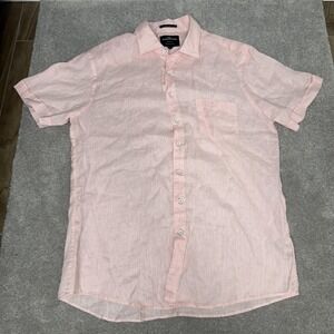 Rodd & Gunn Shirt Mens XL Pink Linen Sports Fit Woven Italy Short Sleeve